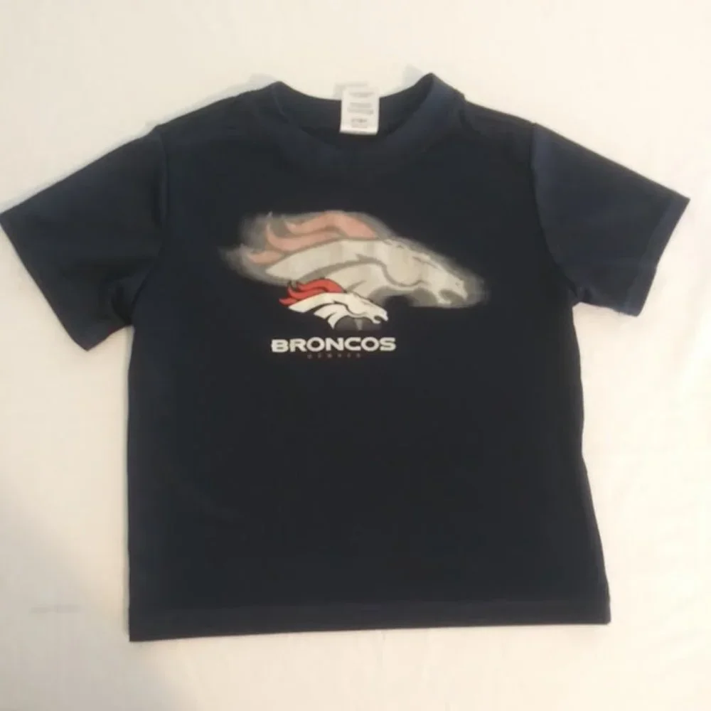 NFL Team Apparel boys size 2T Denver Broncos navy blue and white shirt